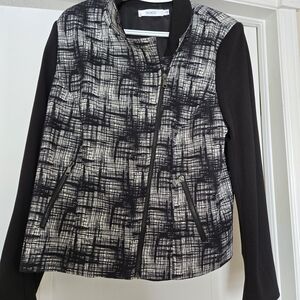 Ricki's Black & Cream Crosshatch Zip-Front Bomber Jacket